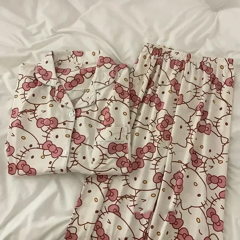 Anime Short pigiama Hello Kitty Kuromi Kawaii Cartoon Loose Sleepwear pigiama set vestiti corti ragazza regali di compleanno.