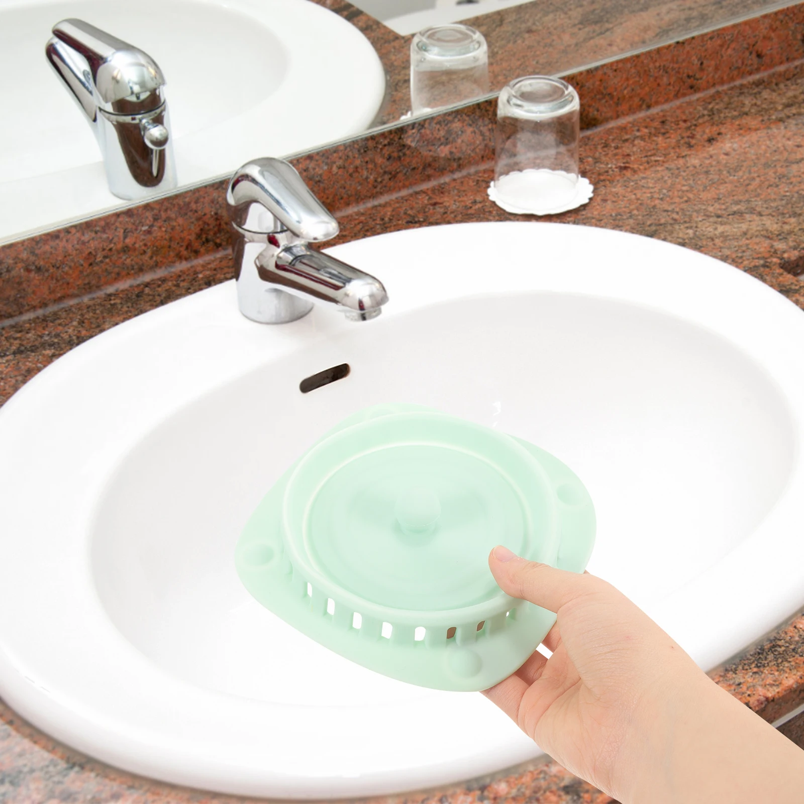 

Green Silicone Hair Stopper Insect Proof Odor Proof Drain Cover for Bathroom Bathtub Shower Kitchen Floor Sink