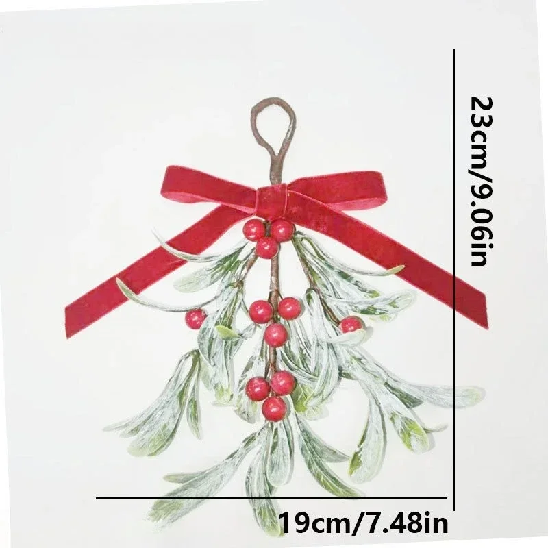 2026Lifelike Artificial Christmas Tree Wreath With Bowknot Red Berries Christmas Hanging Decor Decorative Xmas Garland Winter
