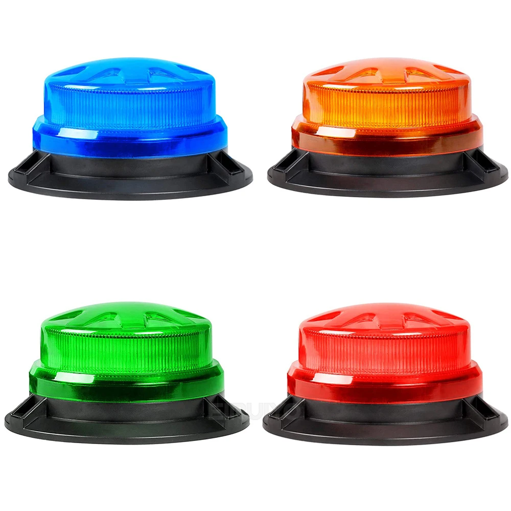 9-28V Mini Led Yellow Blue Rotating Ambulance Emergency Strobe Warning Police Beacon Light With Magnet Red Green Amber 8 Modes