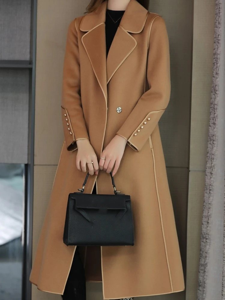 Autumn Fashion Wool Coats Winter Coat for Women Solid Single Button with Belt Elegant Casual Outerwears 2024 New Clothing