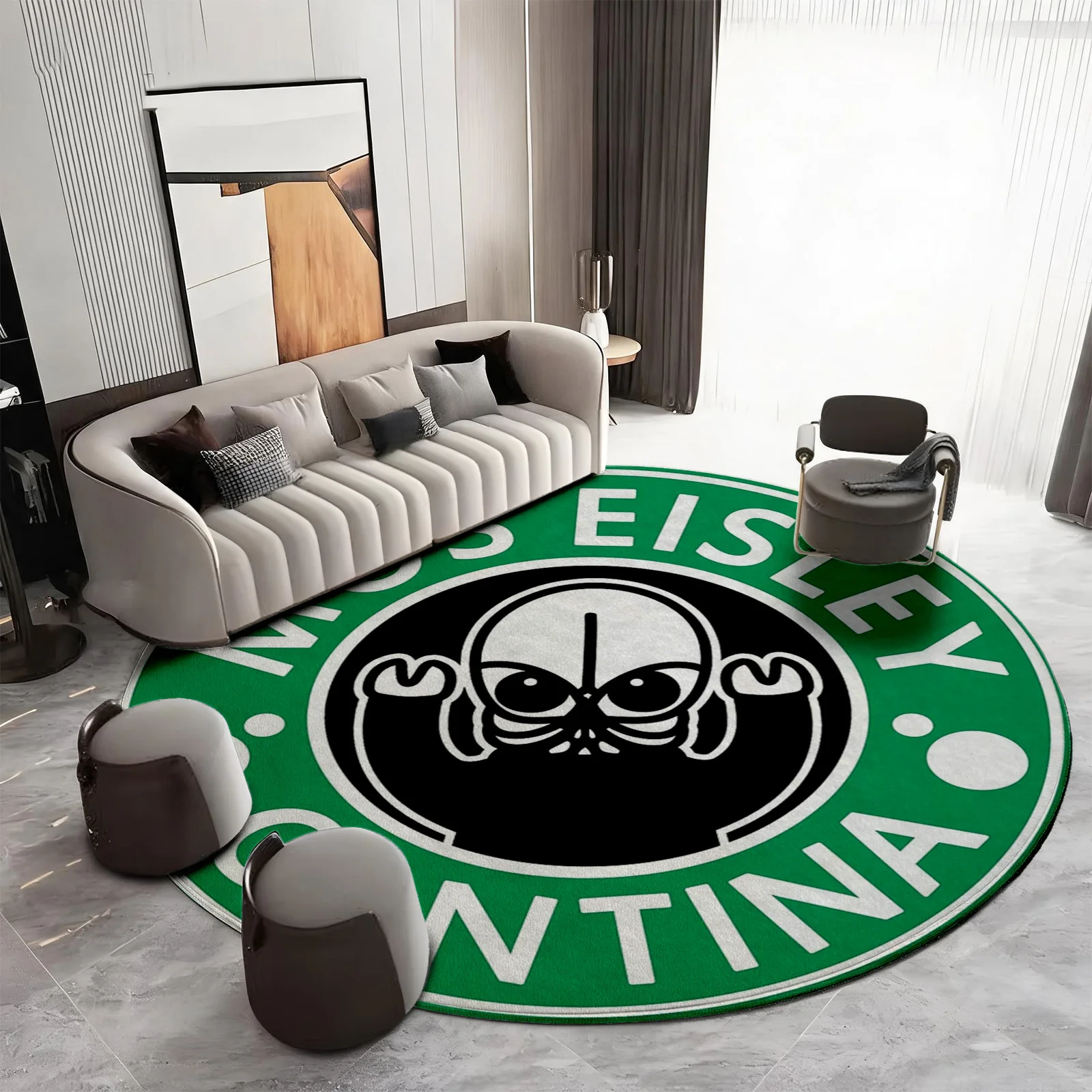 Modern Round Pop Art Skull Miss Eisley Graphic Area Rug Mat Trendy Statement Floor Decor for Living Room Bedroom Apartment