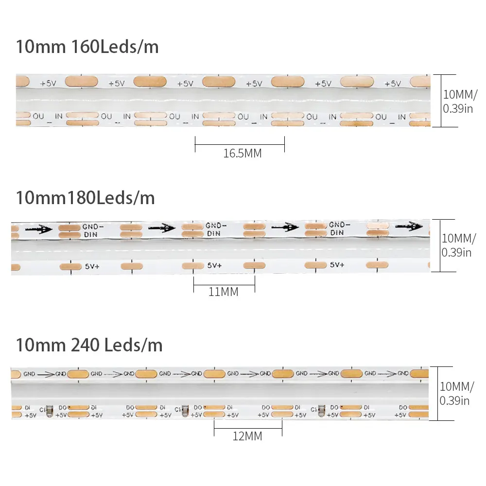 W2812B RGBIC COB Led Strip WS2812 High Density Individually Addressable 160/180/240Leds/Pixels/m Dream Color Light Tape DC5V