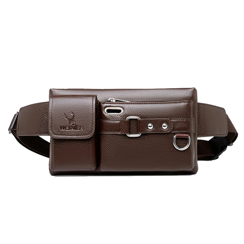 Men\'s Waist Pack Leather Bag Waist Belt Bag Male Leather Fanny Pack Fashion Luxury Small Shoulder Bags For Men Coin Purse