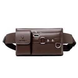 Men's Waist Pack Leather Bag Waist Belt Bag Male Leather Fanny Pack Fashion Luxury Small Shoulder Bags For Men Coin Purse