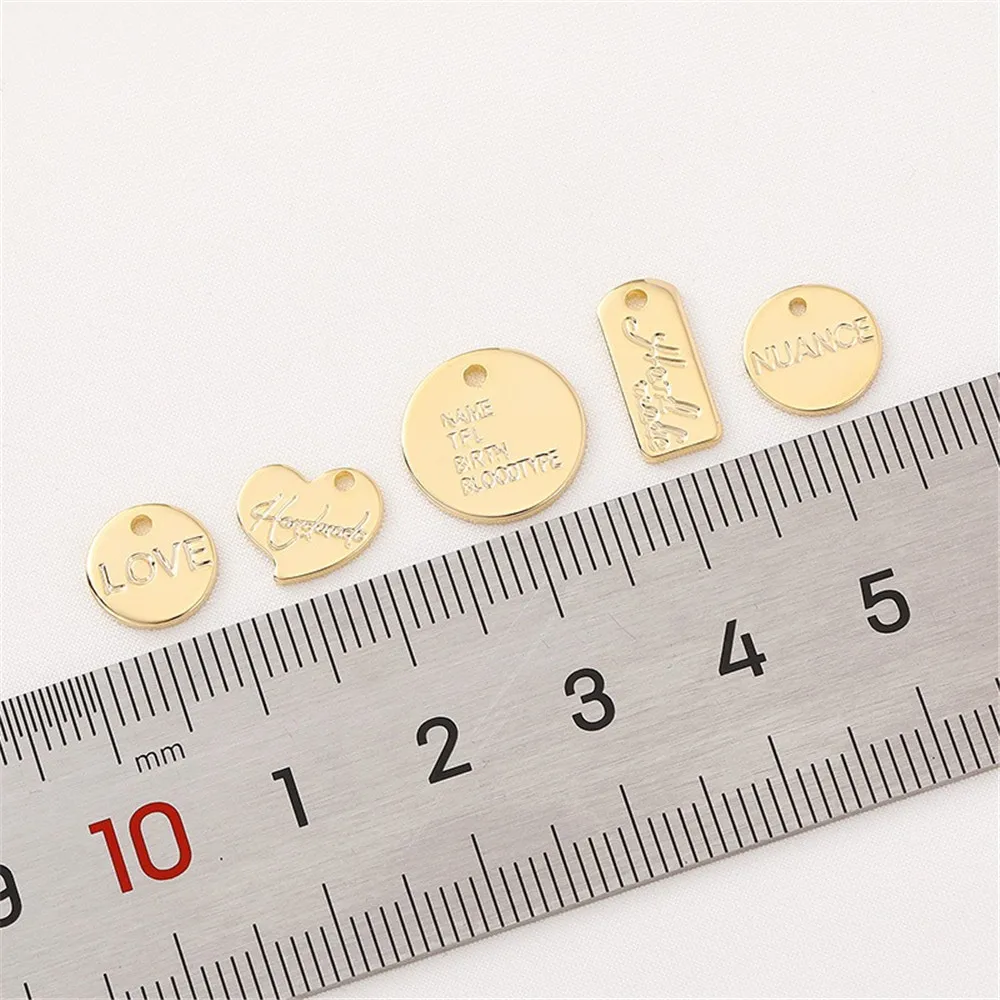 14K Gold English Tag Letter Flower Love Pendant Small Pendant Handmade Diy Bracelet Necklace Material Accessories L400