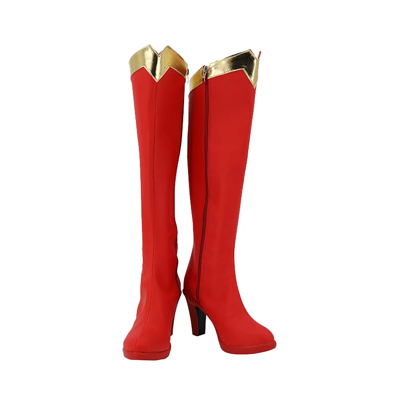 Damskie buty Super Girl, superbohaterka, superwoman, cosplay, czerwone buty ze sztucznej skóry, buty na karnawał, imprezę, Halloween