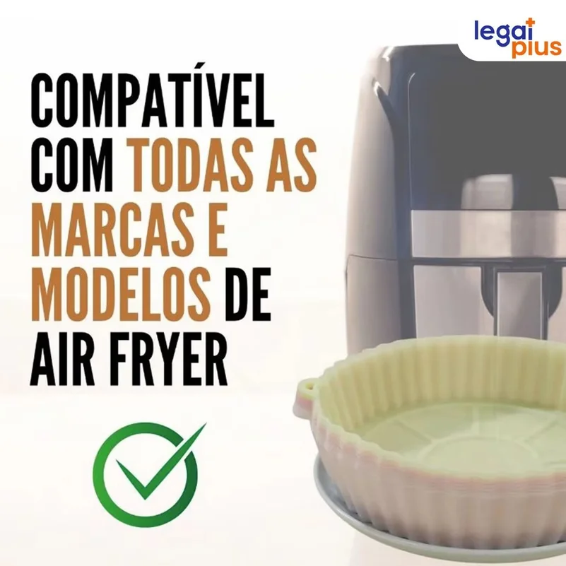 Kit 5 Forma De Silicone Para Air Fryer Forno Microondas Fritadeira Assadeira Reutilizável Antiaderente Flexível