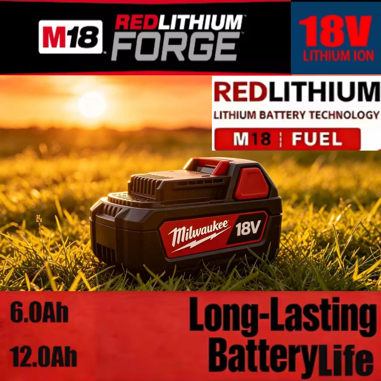 

Milwaukee M18 18V 6.0Ah 8.0Ah 12.0Ah Replacement Battery High Performance For M18 Cordless Impact Driver Wrench And Saw Tools