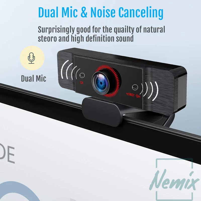 كاميرا ويب 1080p ، عصر كاميرا الويب مع ميكروفون للكمبيوتر ، USB كاميرا الويب للكمبيوتر ، 2 ميجا بكسل ، دقة 1920x1080 ، مستشعر FHD Cmos