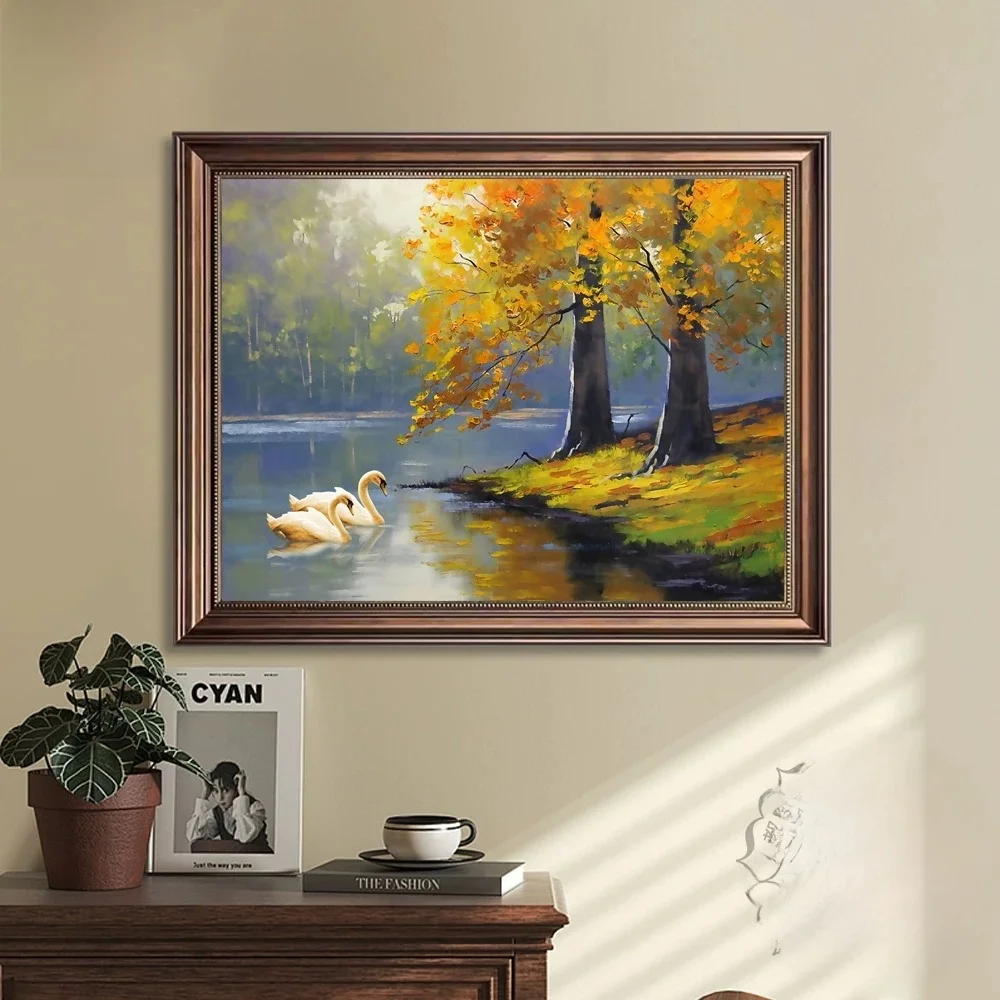 

Royal MonaLisa Cross Stitch Thread Embroidery 2025 Living Room Modern Simple Swan Lake Flower Grass Series Cotton Fabric