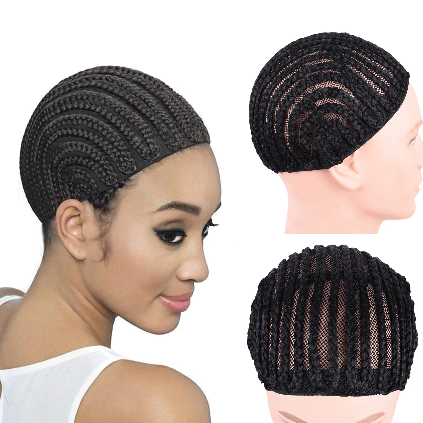 

Black Super Elastic Cornrow Cap For Weave Crochet Braid Wig Caps For Making Wigs Top Selling Weaving Braided Cap Wig Net