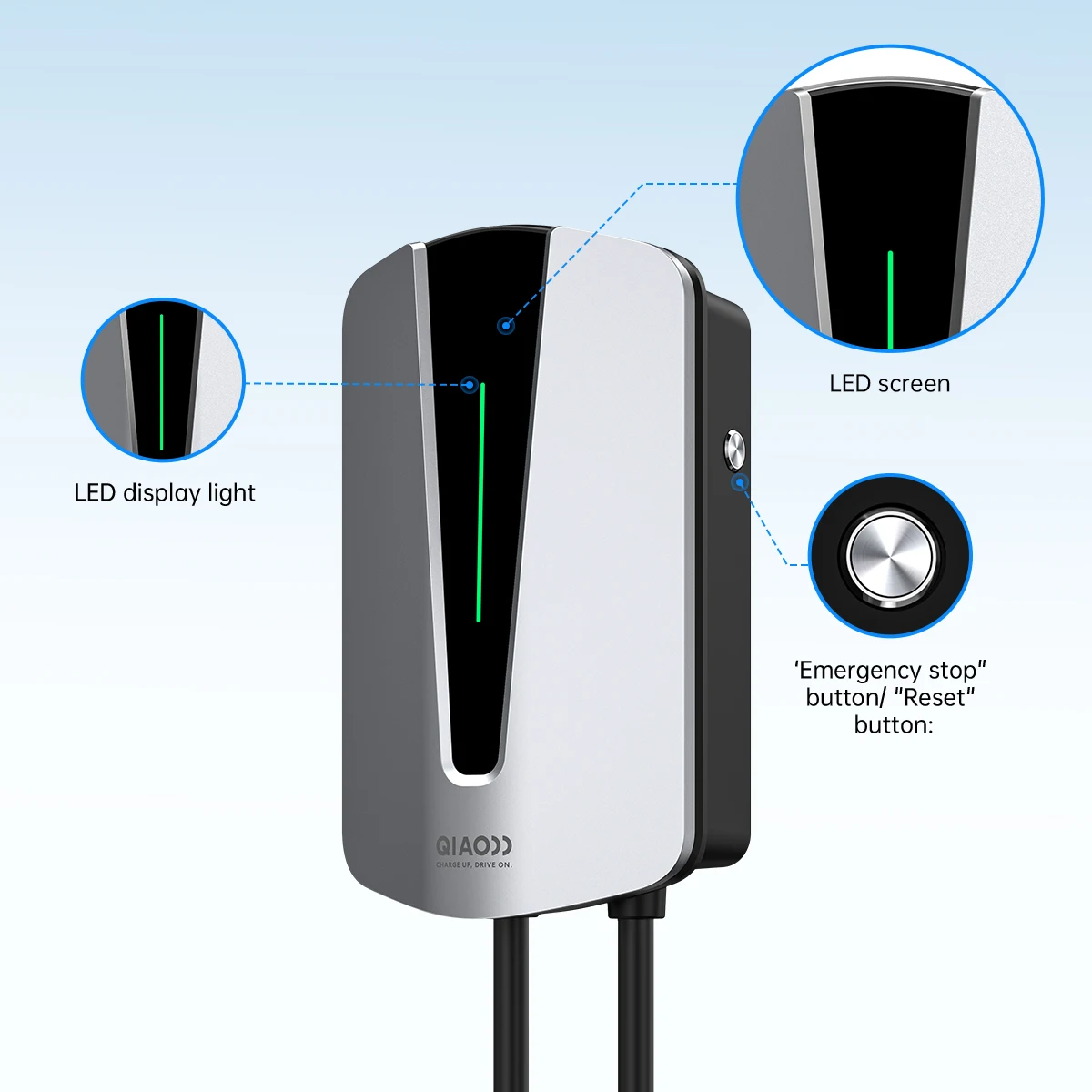QIAO EV Charger Type 2 7KW/11KW/22KW 5M Plug and Charge Type 2 Electric Car Vehicle Charger Station Wallbox Charging Station