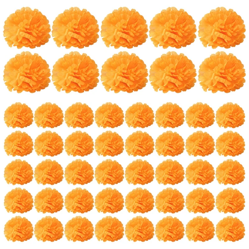 

A47U 3,9-дюймовые цветы календулы, искусственный день мертвых цветов, 50 шт., искусственные цветы календулы, голова для изготовления гирлянд nagiet