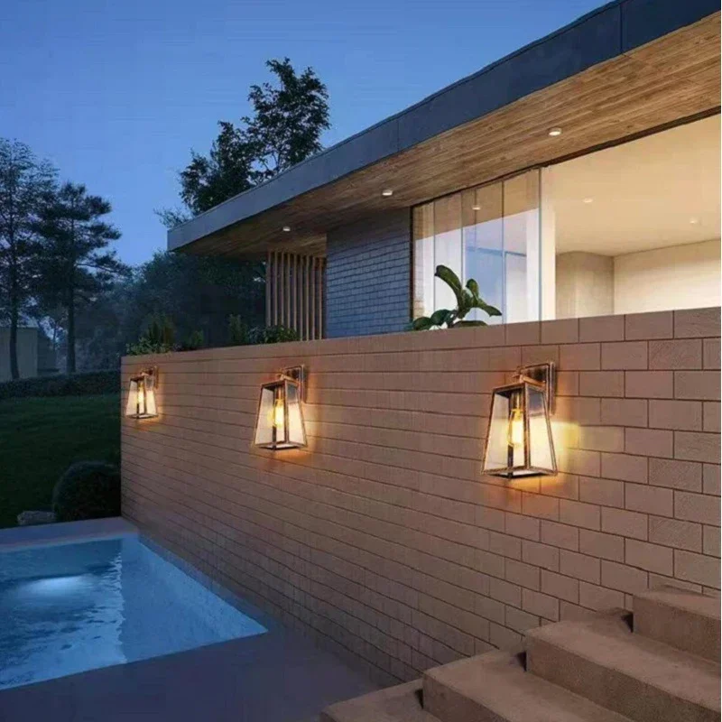 Estilo europeu ao ar livre lâmpada de parede retro à prova dwaterproof água super brilhante luz parede ao ar livre para jardim varanda villa corredor luzes da noite