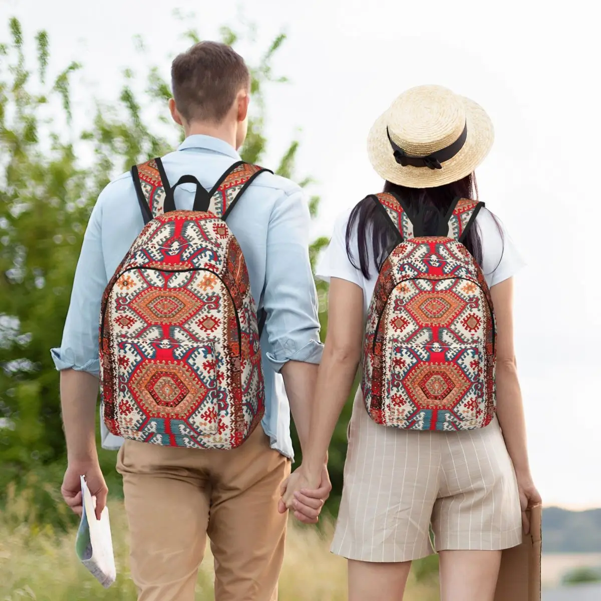Hotamis Antique Turkish Konya Kilim Print Backpack Hot Sale Daypack Children BookBag School Bag Shoulder Bags for Men Women