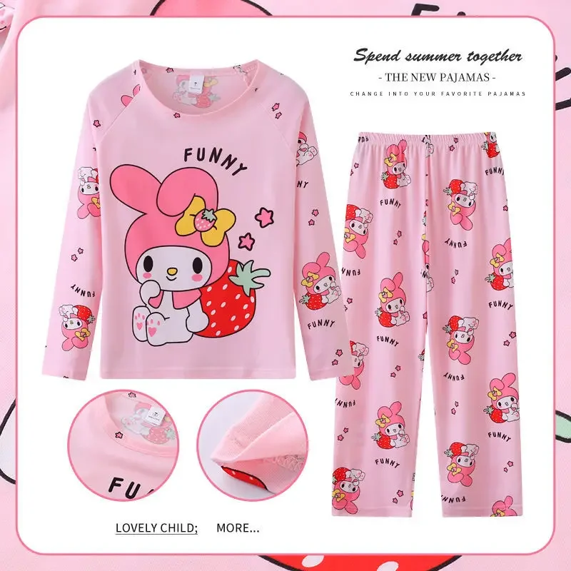 Nuovo Sanrio Melody Abbigliamento per bambini Autunno Ragazzi Ragazze Set di abbigliamento per bambini Stitch Cartoon Anime Suit Regalo di compleanno di Natale