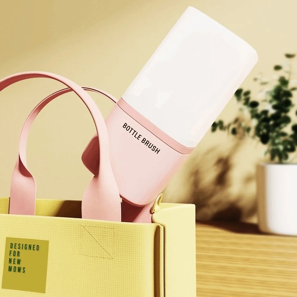 

6pcs/set Multi-functional Milk Bottle Cleaning Brush Set Anti-lost Eyedropper Brush Baby Nipple Brush Kit Storage Drain Rack