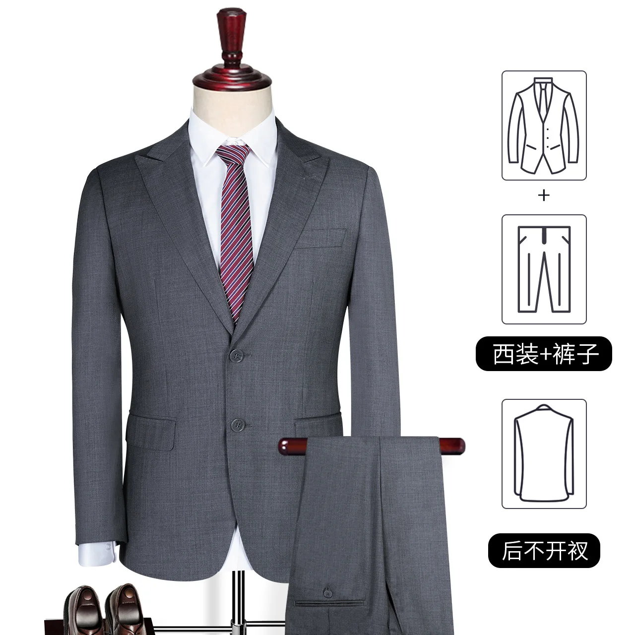 

C51 Black Men's Suit Men Wedding Groom Wool Suit Set Men's Work Clothes Jacket