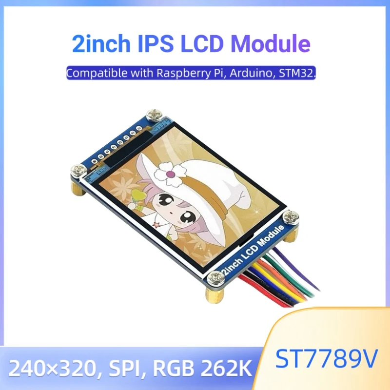 

2inch IPS LCD Display Module 240×320 Resolution SPI Interface 262K Colors ST7789V for Raspberry Pi, STM32, Arduino, VisionFive