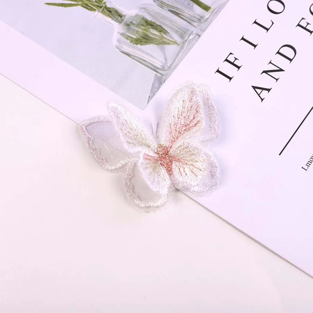 

10PCS 3D Embroidery Lace Butterfly Appliques Double-layer DIY Handmade Simulation Mesh Butterfly Patch Dreamy Chiffon Butterfly