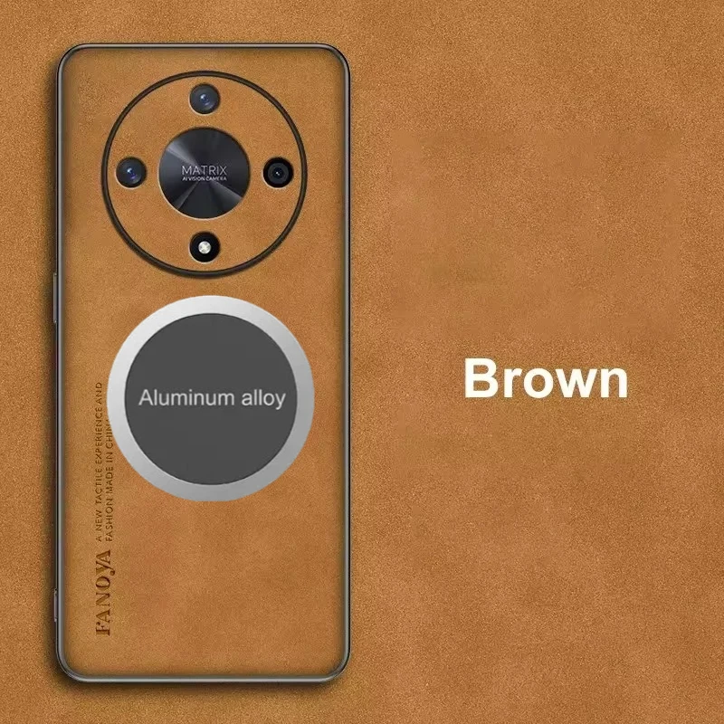 حافظة جلدية فاخرة من جلد الغنم لهاتف هواوي هونور ماجيك 6 7 5 لايت 5 جرام X9C X9a X9b حامل مغناطيسي للسيارة غطاء خلفي كلاسيكي للرجال Funda