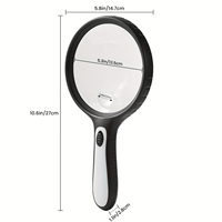 Large Magnifying Glass With Light, 10x 20x Handheld Clear Magnifying Glass With 4 LED High Brightness Lights, Free  Bag, Cleanin