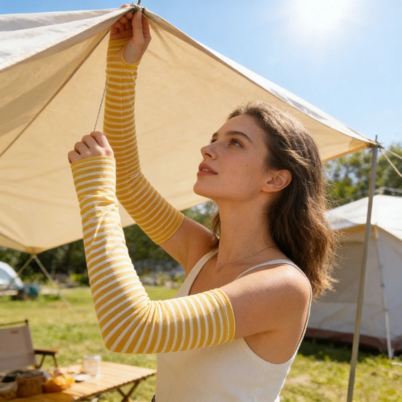 

Natural Sun Protection Sleeves, Japanese Striped UV Armrests, Women's Summer Anti UV Ice Silk Sleeves, Hand Sleeves