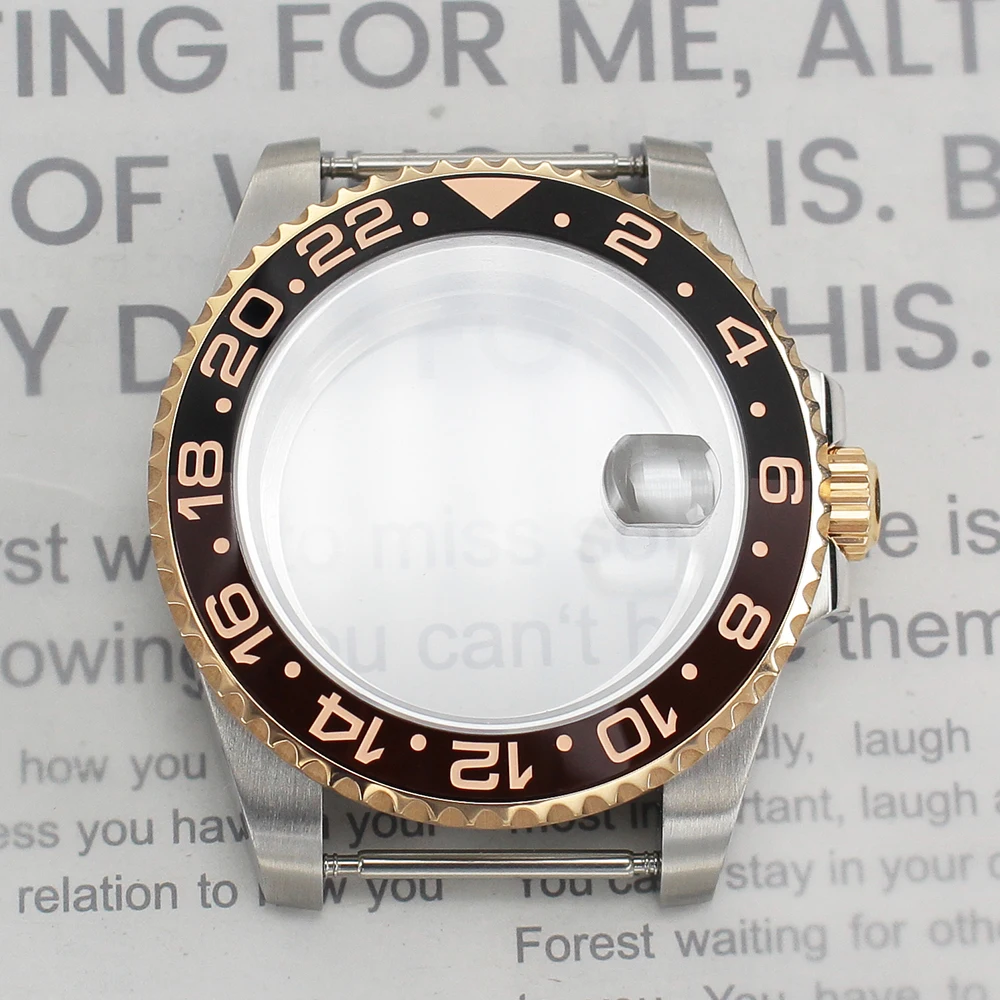 40mm oro rosa argentato cassa dell'orologio NH35 di alta qualità vetro zaffiro per NH35 NH34 NH36 Miyota 8215 ETA 2824 PT5000 GMT SUB Yacht