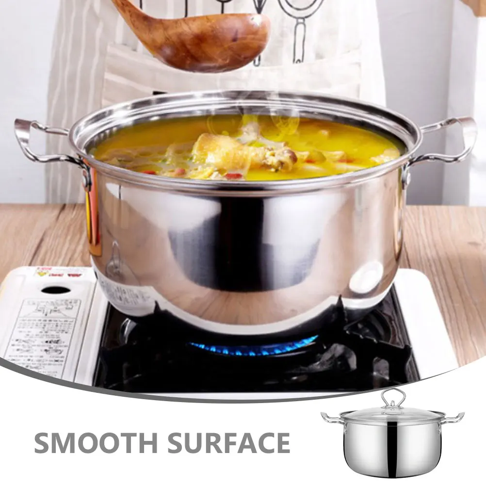 

Stainless Steel Stockpot With Lid Large Capacity Soup Pot For Kitchen Induction Gas Stove Ramen Noodle Cooker Non-Stick