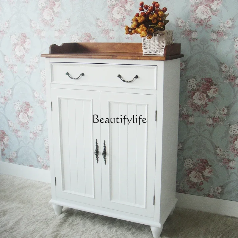 

ls 42Mediterranean shoe cabinet small apartment non-all solid wood door simple modern entrance cabinet