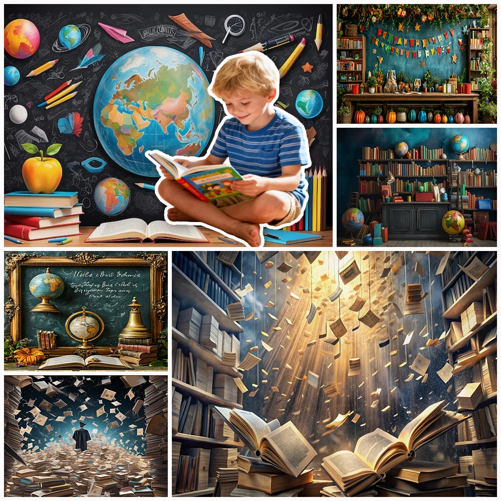 

Vintage Classroom Photography Background Decoration Space Bookshelf Children's Birthday Party Photo Backdrops Baby Shower Gifts