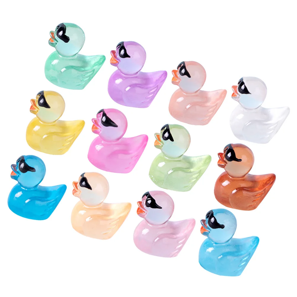 60 Peças de Mini Estátuas de Pato Brilhante em Resina para Decoração de Jardim, Micro Paisagem, Luz Noturna, Ornamento Animal
