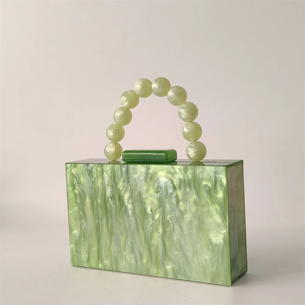 

Коктейльный ужин, вечеринка, клатч, кошелек, банкетный подарок, элегантная женская вечерняя сумка, мраморно-зеленая акриловая женская сумка с клапаном и бисером