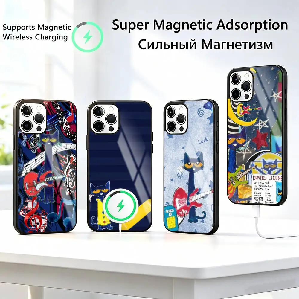 

Pete-e Cat-t Cute-e Pattern-n Phone Case For iPhone17,16,15,14,13,12,11 Plus,Pro Supports Magnetic Wireless Charging