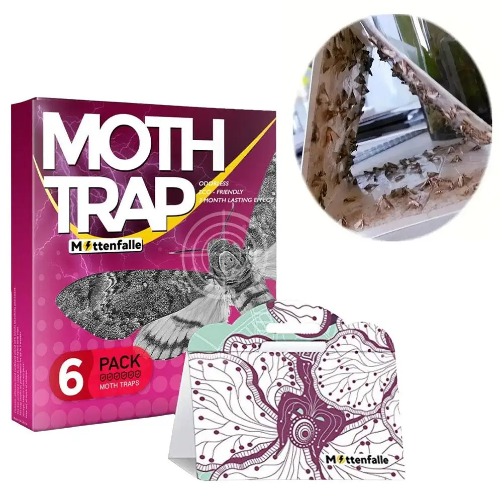 6pcs Mottenfalle Clothes Moth Traps Safe Eco-Friendly Indoor Moth Traps with Pheromones Sticky Adhesive Tool