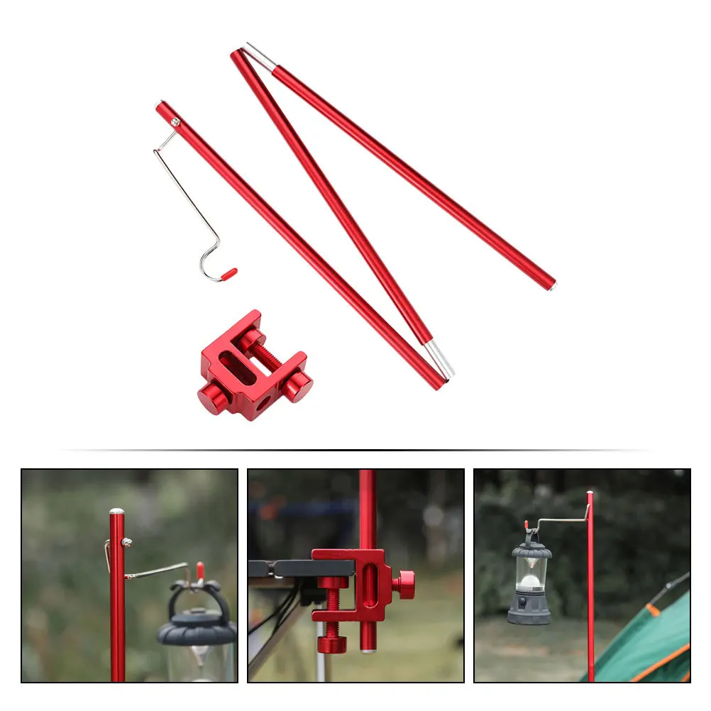 1 مجموعة المحمولة التخييم ضوء الرف سبائك الألومنيوم للطي عمود مصابيح ل فانوس خارجي حامل خفيفة الوزن انفصال التخييم #3