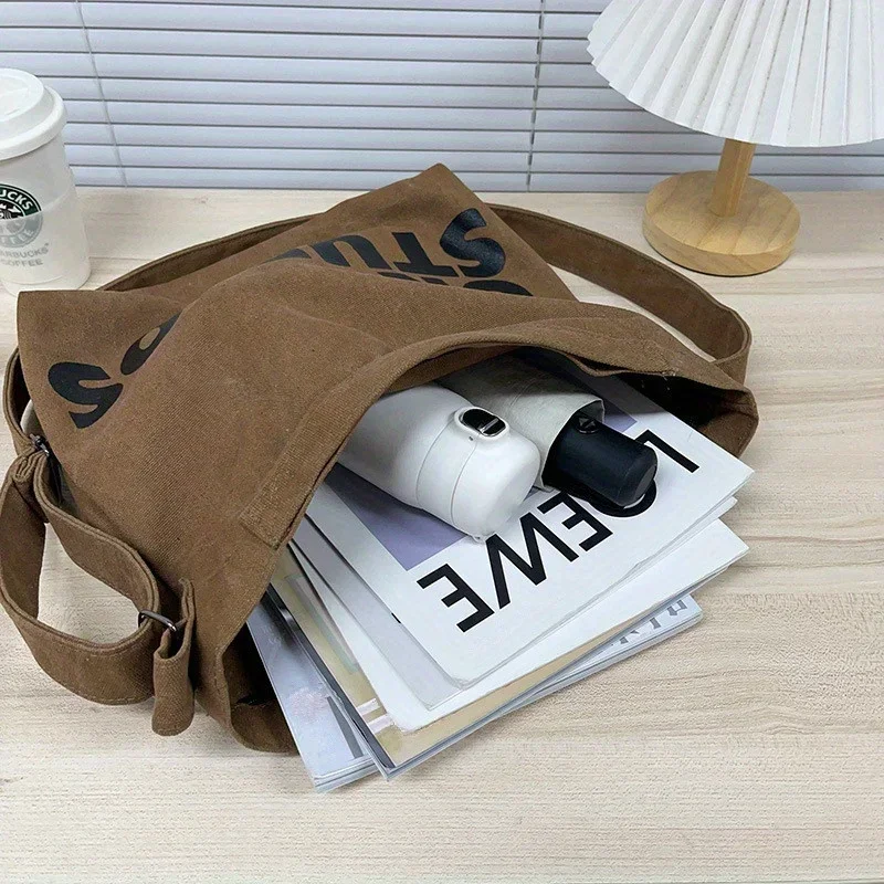 Neue verdickte gewaschene Segeltuch tasche, koreanische Damen handtasche Umhängetasche, Einkaufstaschen für Frauen mit großer Kapazität, Schult aschen für Schüler – Detail 13