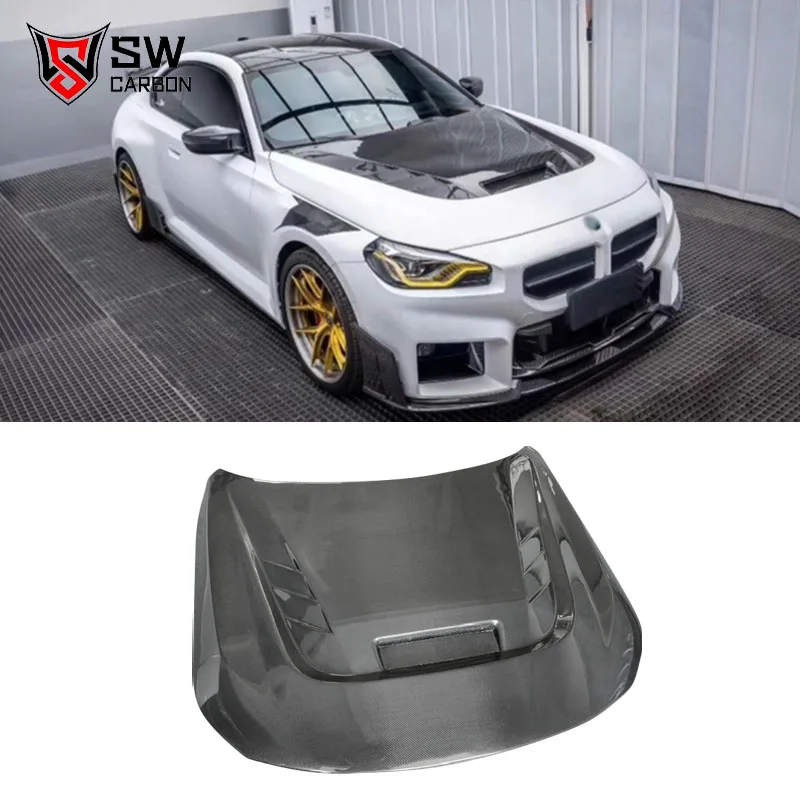 

Капот двигателя из углеродного волокна в стиле AE для BMW M2 G87, передний капот из углеродного волокна, легкие автомобильные аксессуары