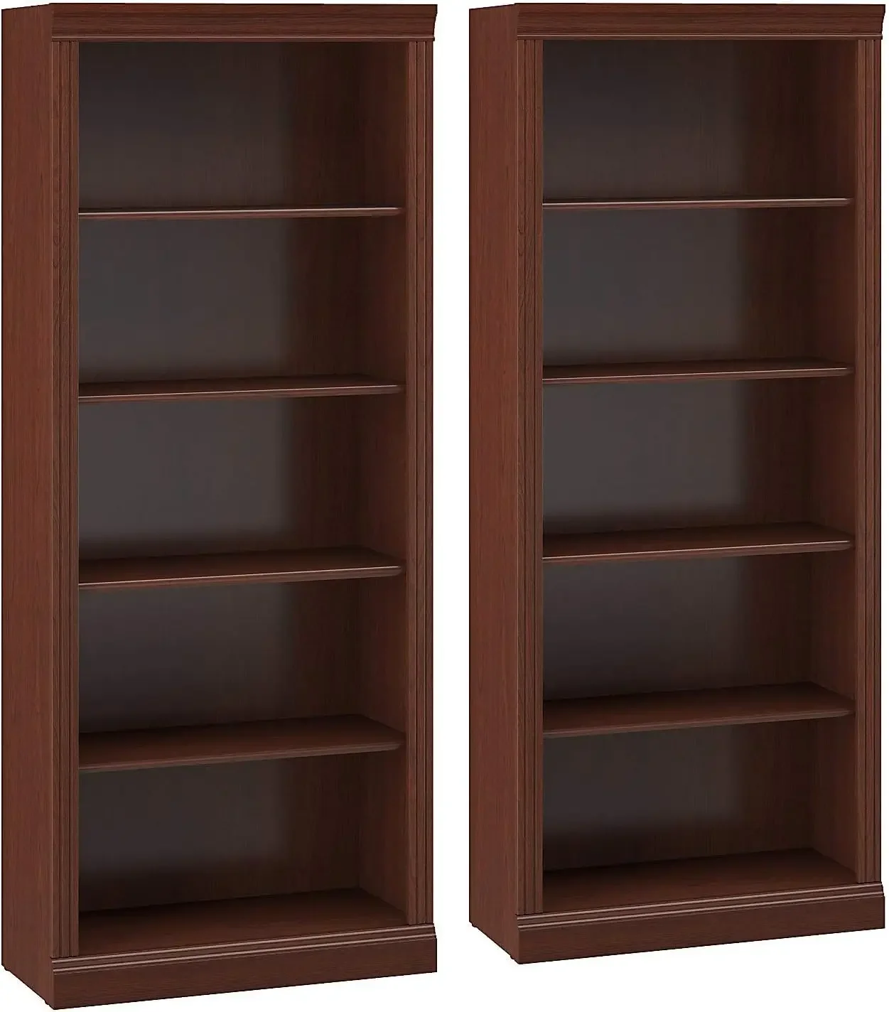 Furniture Saratoga Tall 5 Shelf Bookcase - Set of 2 in Harvest Cherry