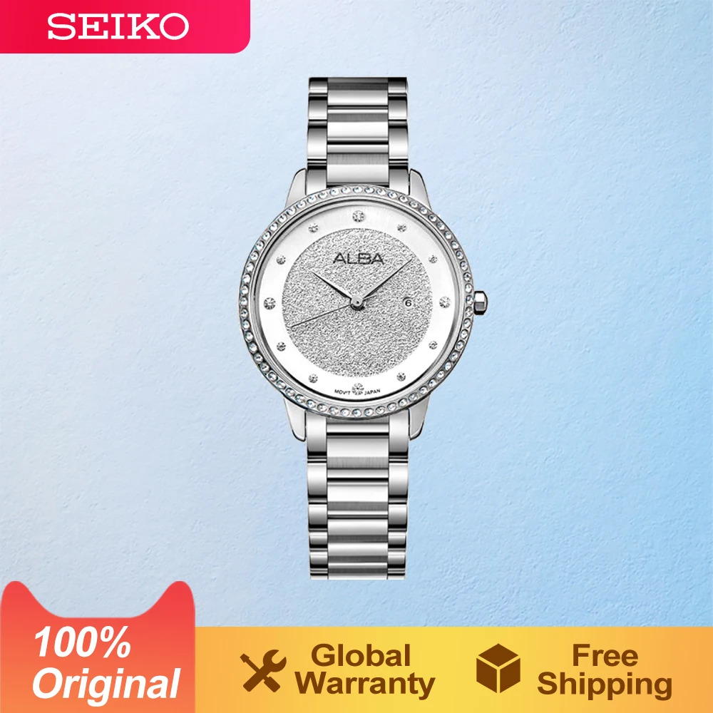 SEIKO Alba Original Quartz Watch For Women 3Bar Waterproof  Small Diamond 4Color Metal Strap Fashion Ladies Watches