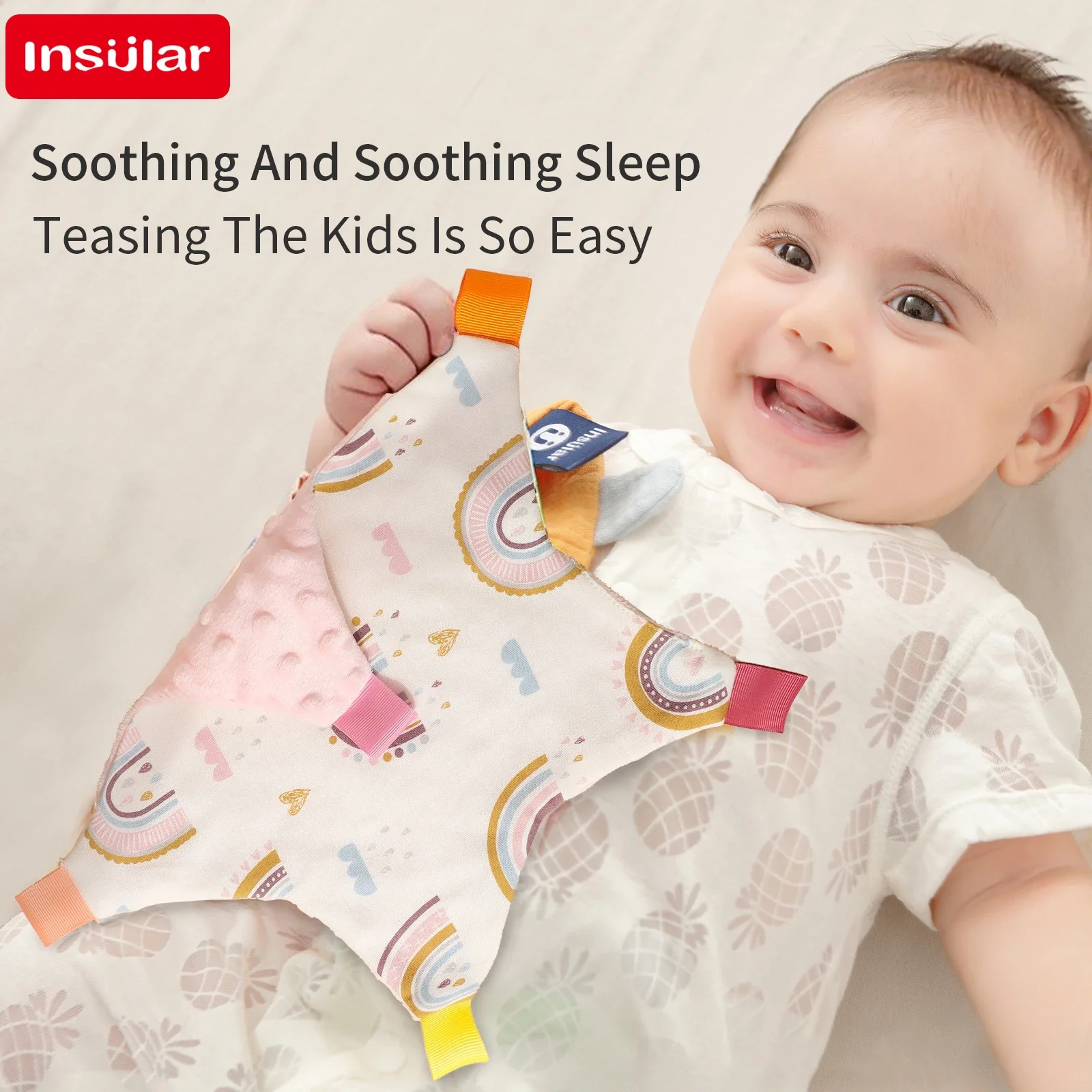 

INSULAR Newborn Appease Washrag Double-sided Infant Handkerchief Doudou Comfortable Baby Label Soothing Towel Sleep-aid 0-1Y