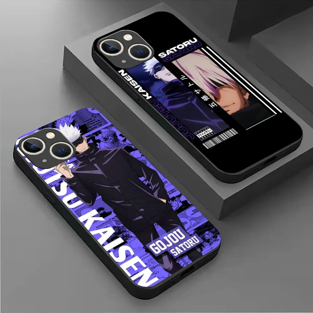 J-Jujutsu K-kaisen G-gojo satoru Phone Case For iPhone 16 15 14 13 12 11 X XR XS 8 Plus Mini Pro Max Soft black Shockproof Cover