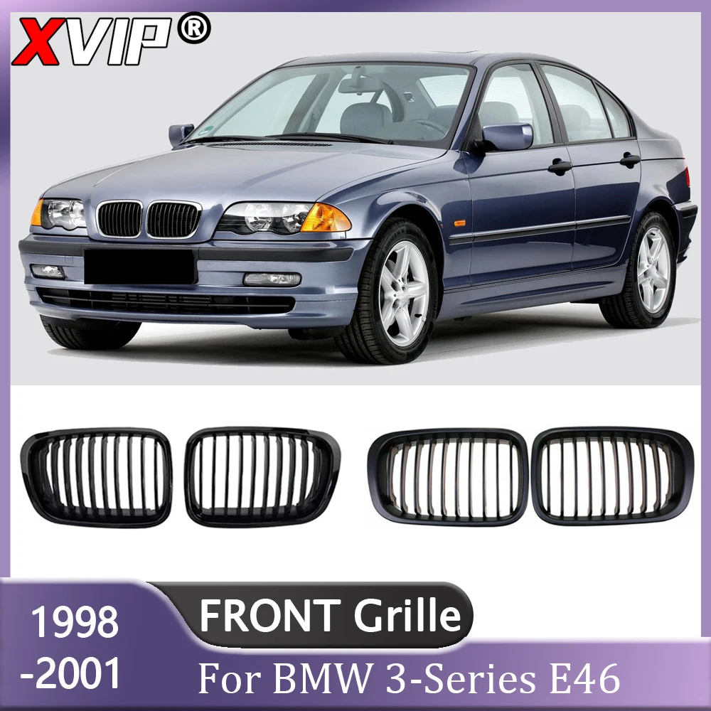 XVIP Matte Black Single Front Bumper Grilles For BMW 3 Series E46 4-Door 320i 323i 325i 328i 330i 325Ci 1998-2001 Racing Grills