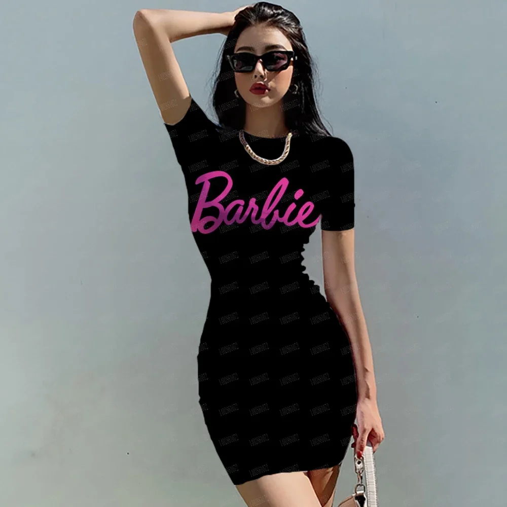 Barbie Minirock Damen Retro Slim Fit Kurzarm gewickelt Hüfte Damen kleid 2024 Mode Sommer Straße Damen kurzen Tank zu