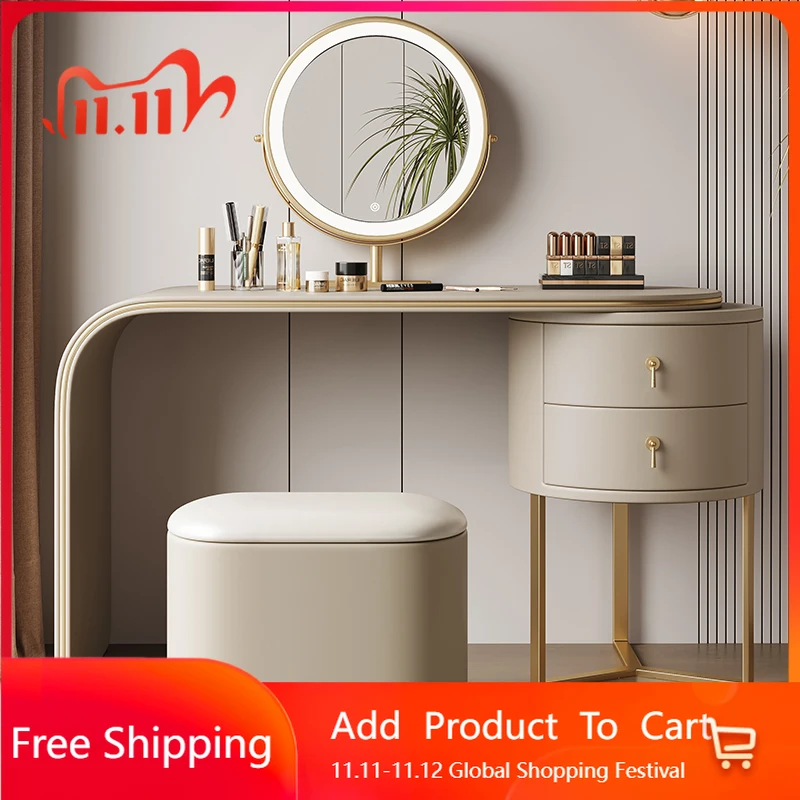 

Office Nordic Storage Vanity Table Elegant Luxury Drawer Makeup Vanity Table Mirror Trendy Skincare Schminktisch Salon Furniture