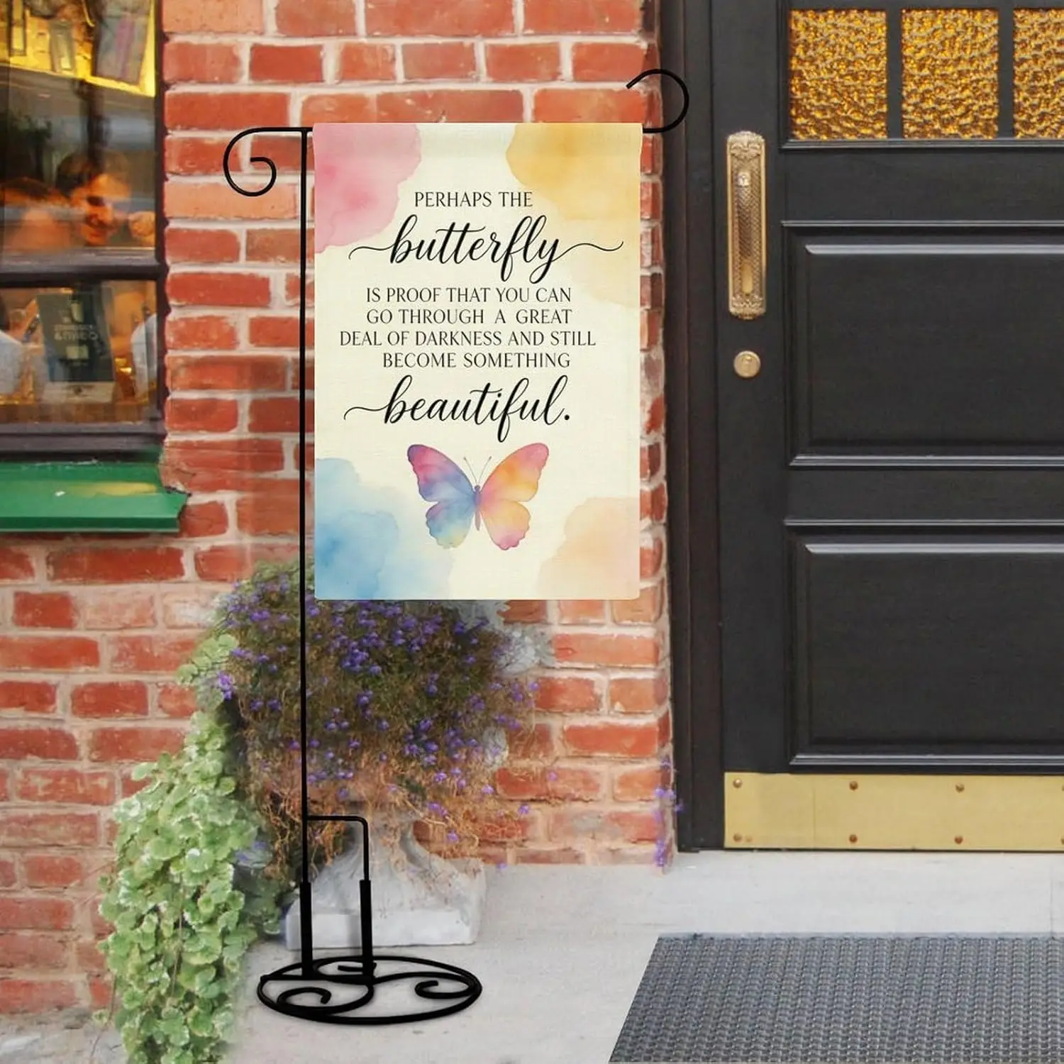 Butterfly’s Journey, Darkness to Light Garden Flag 12 X 18 Inch Double Sided Outside Outdoor Decoration AAS