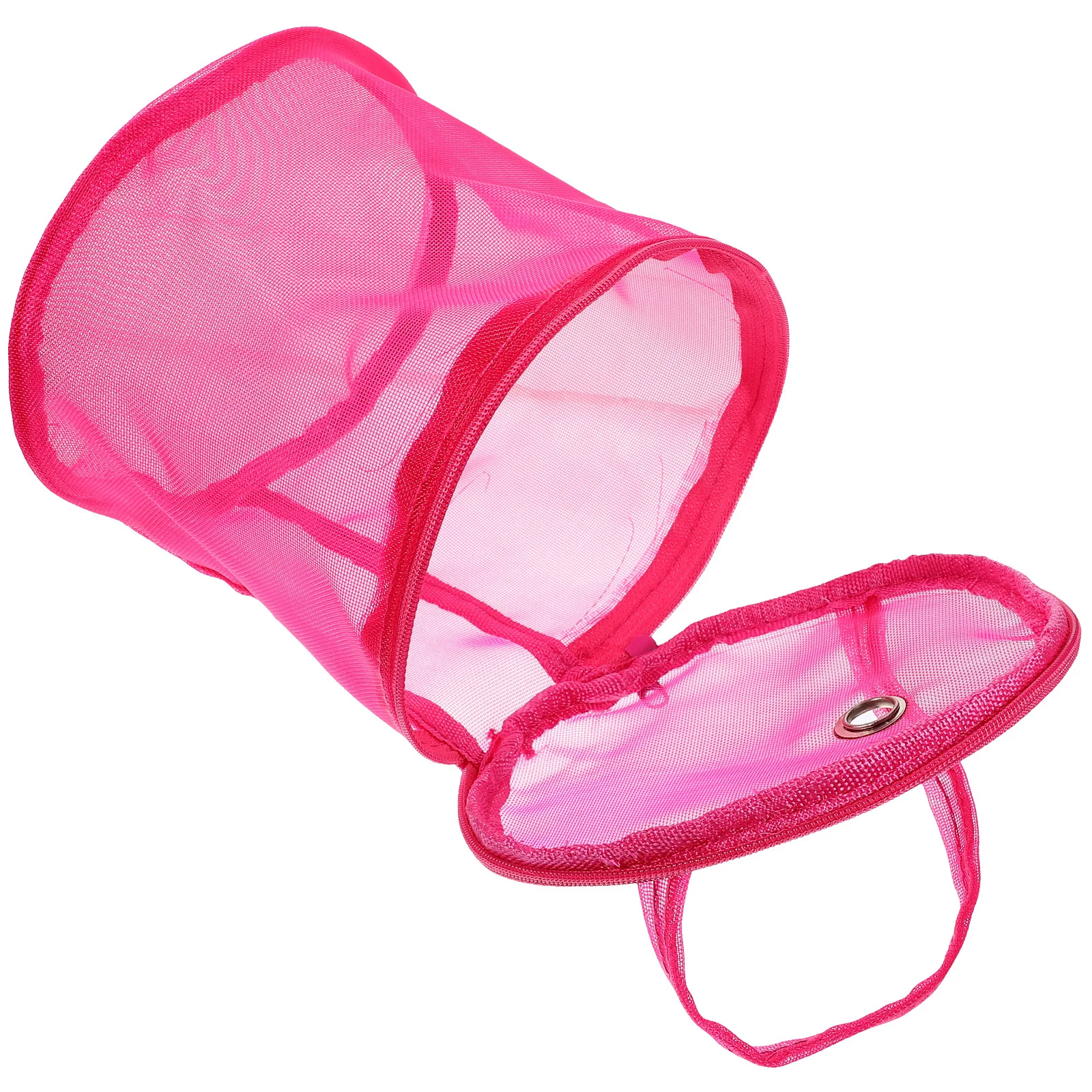 دلو تخزين الغزل حقيبة كروشيه منظم الحياكة حقيبة محمولة مع مقابض شبكية حقيبة تخزين كروشيه وردية خفيفة الوزن