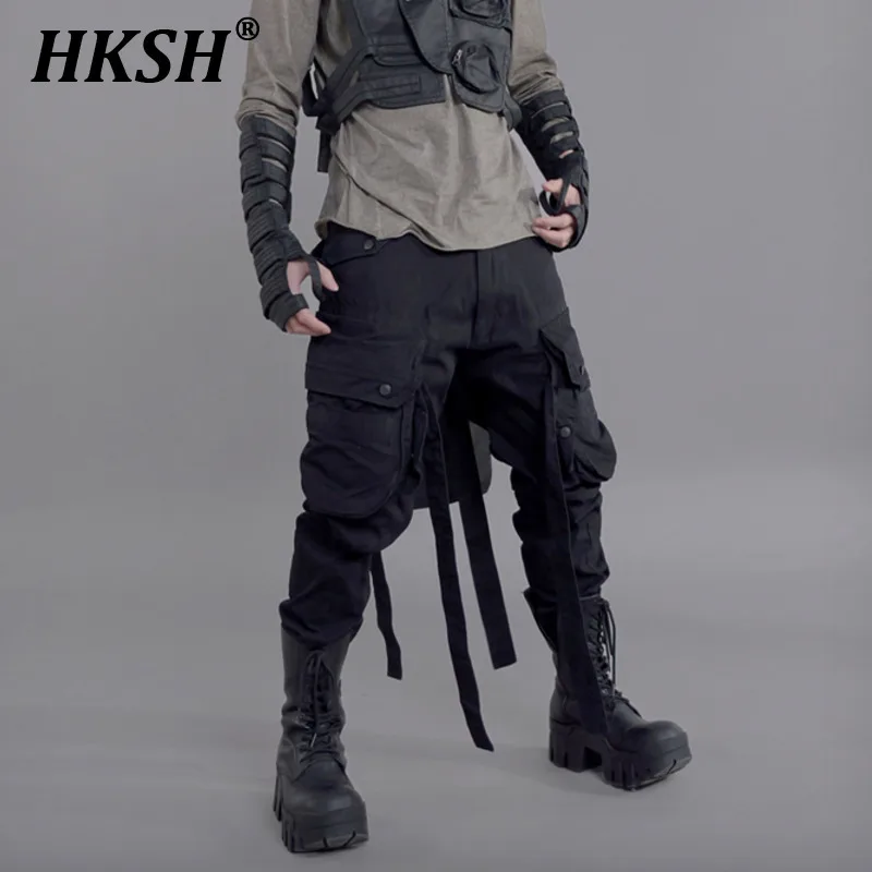 HKSH Uomo Dark Tide Waste Land Nicchia Designer Cinturino Paracadute Pantaloni cargo Tasche 3D Punk Avant Garde Tuta moda HK0135