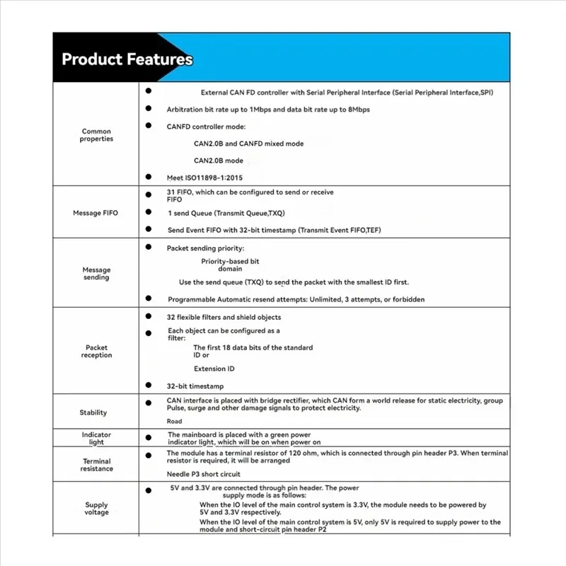 Modul Smart-SPI Ke CANFD Modul MCP2518FD Modul Transceiver ATA6560 Modul Bus CAM Modul Pengontrol Super MCP2515
